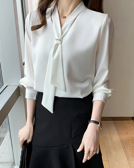 Women's Long Sleeve Chiffon Blouse Shirt