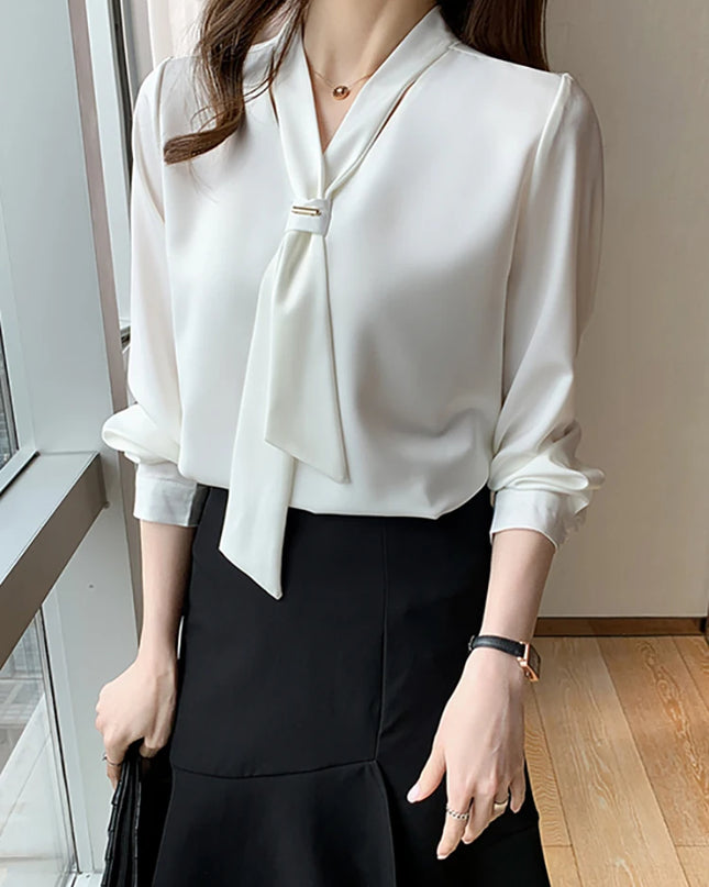 Women's Long Sleeve Chiffon Blouse Shirt