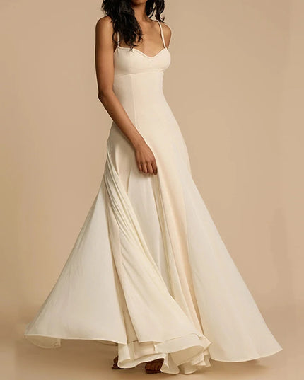 Women's Casual Pleated Long Dress - Elegant Slim Fit Maxi Dress for Women
