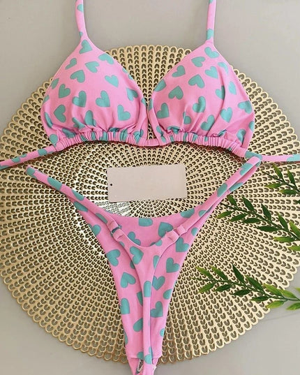 Women Leopard Print  Thong Swimsuit Two Pieces Bikini