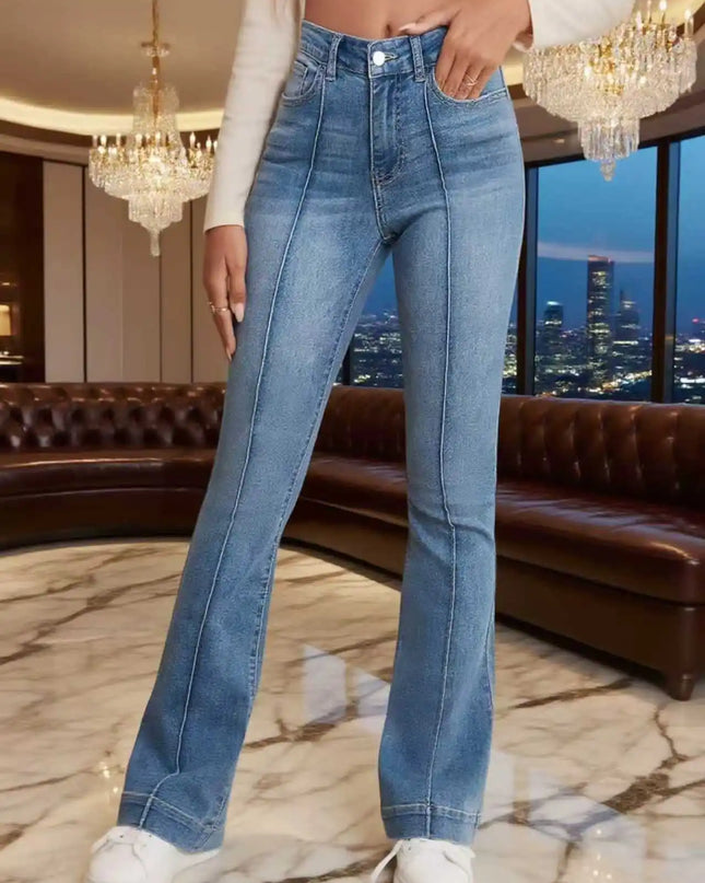 Stretch Women's Flared Jeans with Seam Detail