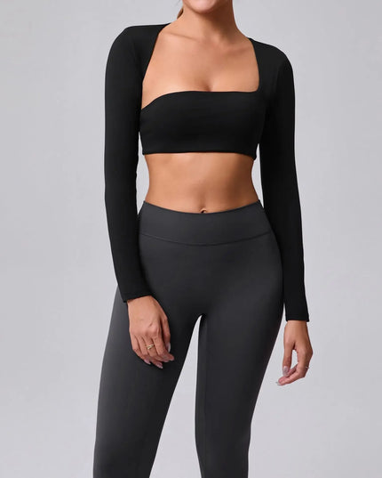 Women's Cut-Out Sport Top, Cropped, Asymmetric Square Neck