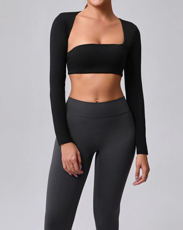 Women's Cut-Out Sport Top, Cropped, Asymmetric Square Neck