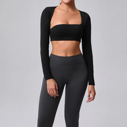 Women's Cut-Out Sport Top, Cropped, Asymmetric Square Neck