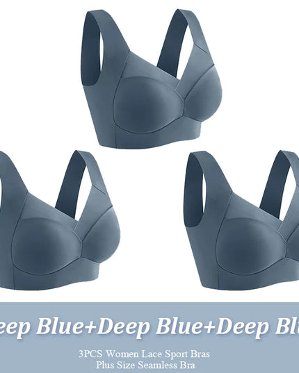 3-Pack Plus Size Women's Lace Backless Sport Bras