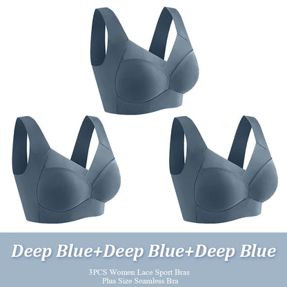 3-Pack Plus Size Women's Lace Backless Sport Bras