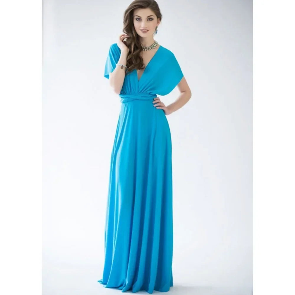 Convertible Red Bandage Dress for Women - Multiway Long Wrap Style