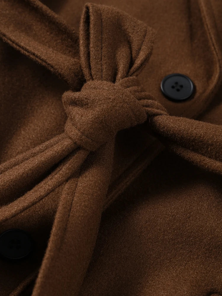 Women's Trench Coat with Belt Lapel, Double-Breasted