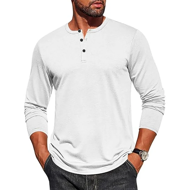Men's Breathable Long Sleeve Button Henley Sweater