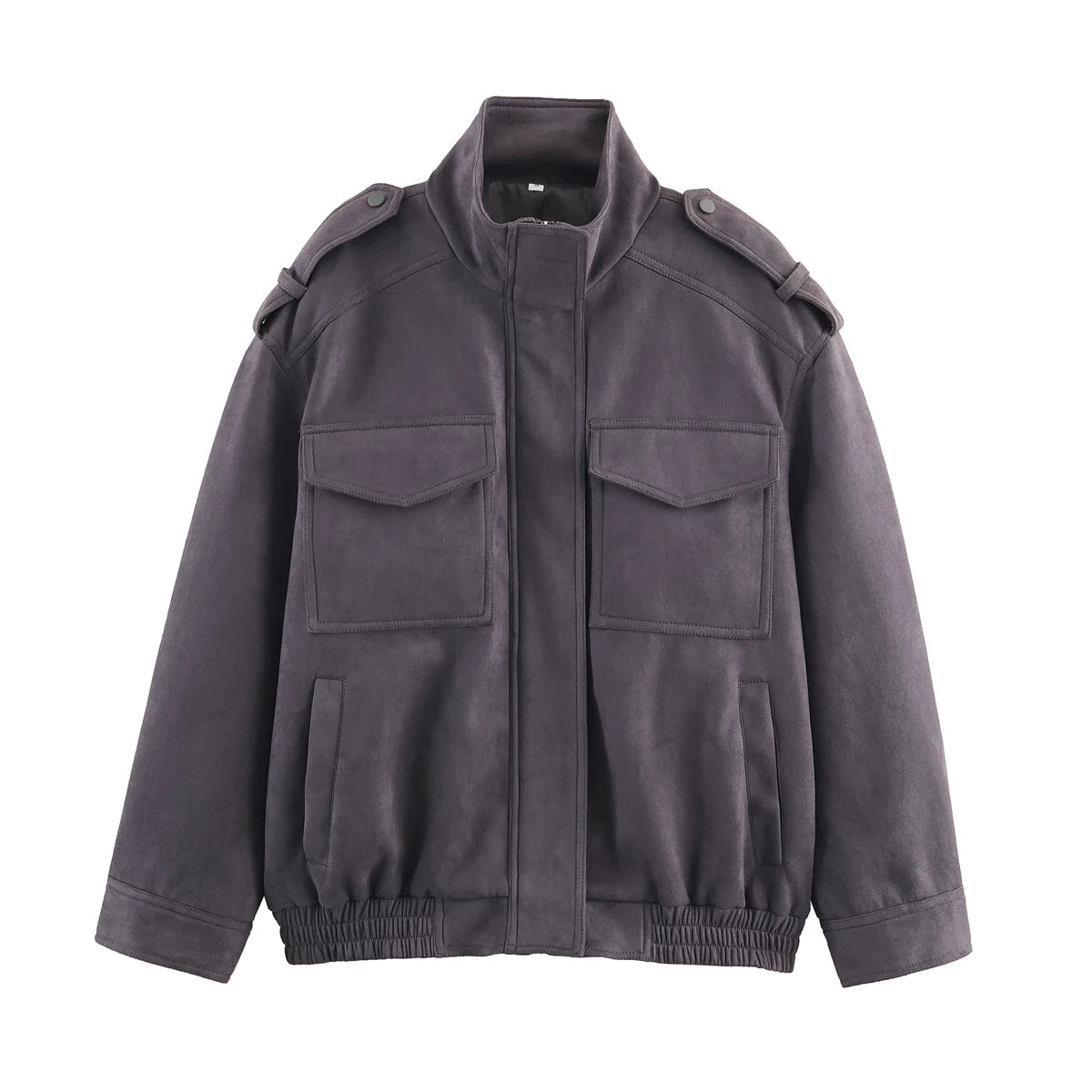 Women's Faux Suede Zipper Jacket - Loose Fit, Chic and Stylish