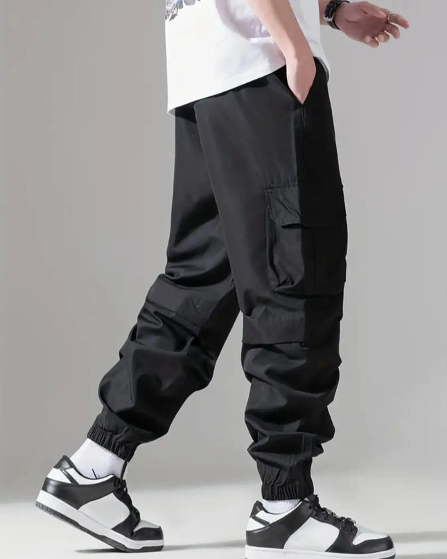Men's Casual Loose Fit Cargo Sweatpants with Drawstring