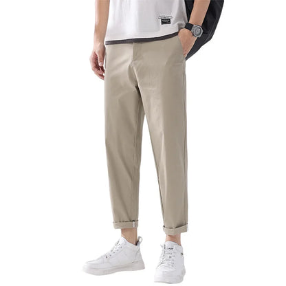 Men's Thin Cotton Ankle Pants - Casual Stretch Pencil Trousers