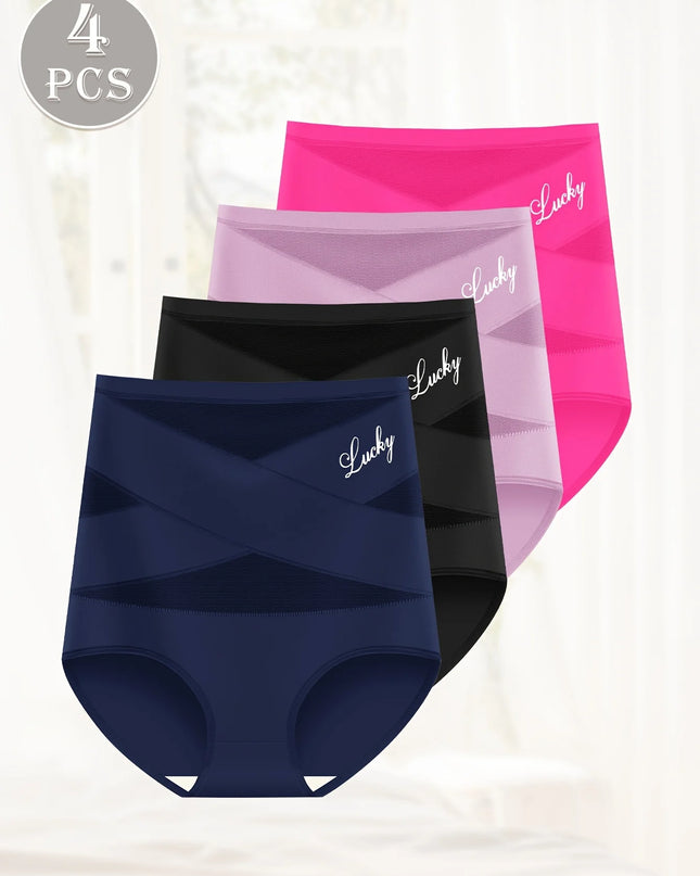 4-Pack Women's High-Waist Mesh Contrast Briefs, Breathable and Stretchy