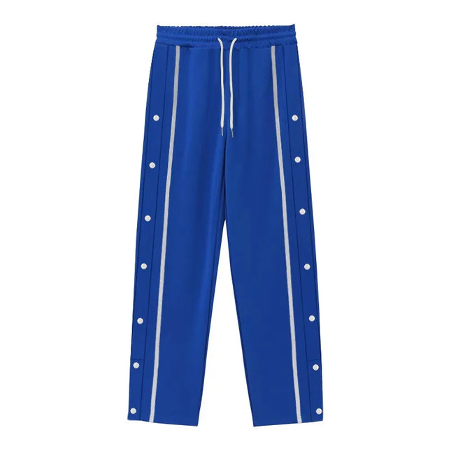 Men's Loose Fit Drawstring Joggers with Side Buttons