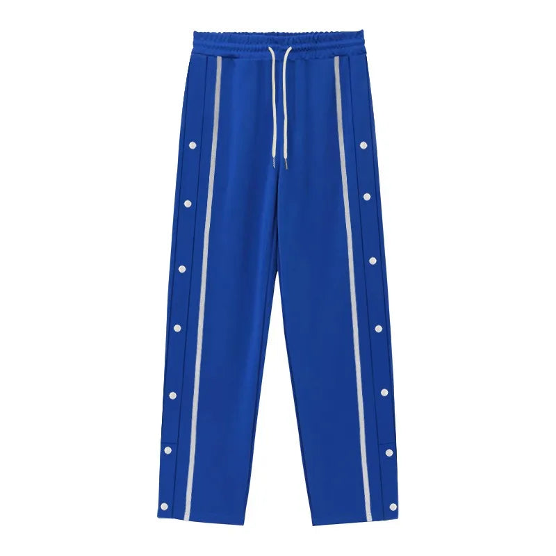 Men's Loose Fit Drawstring Joggers with Side Buttons