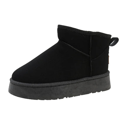 Women's Casual Short Plush Snow Boots in Faux Suede
