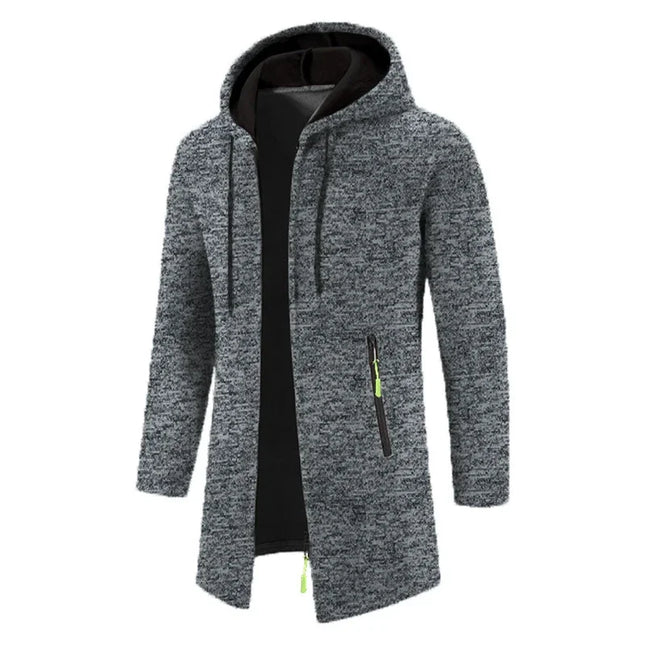 Men's Thick Warm Fleece Zipper Hoodie Casual Long Sleeve Coat