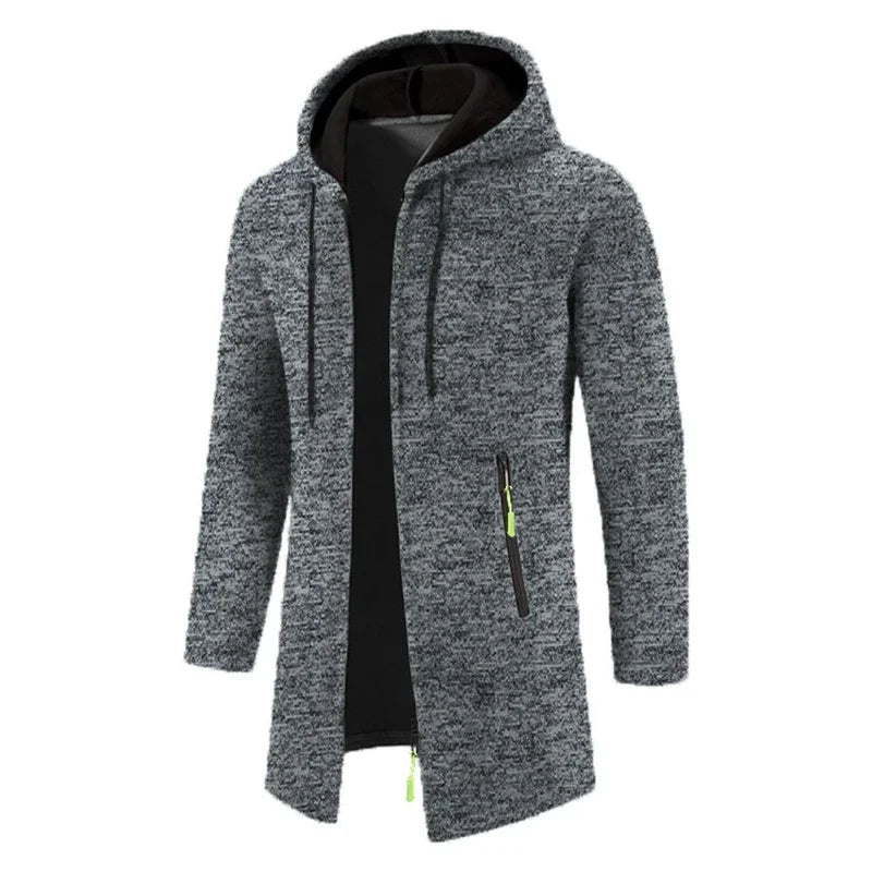 Men's Thick Warm Fleece Zipper Hoodie Casual Long Sleeve Coat