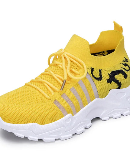 Women's Breathable Casual Lace-Up Sneakers with Thick Sole