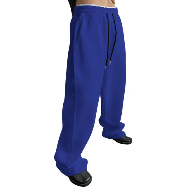 Men's Loose Fit Wide Leg Sweatpants with Drawstring Waist and Pockets
