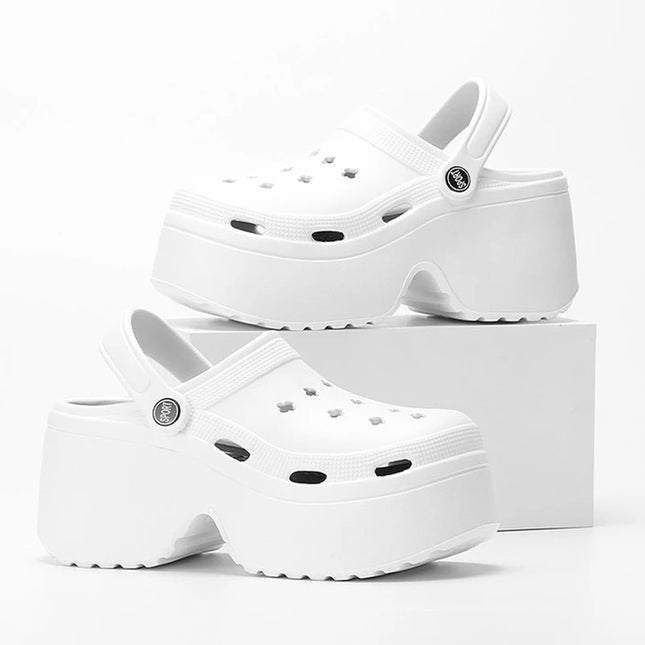 Chunky Closed-Toe Wedge Heels for Women - Thick Sole- Non-slip