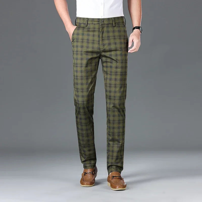 Men's Classic Checkered Straight Casual Pants
