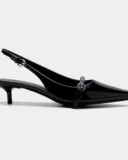 Women's Pointed Toe Sandals with Metal Buckle - Shallow Mouth Design - Anti-slip High Heels