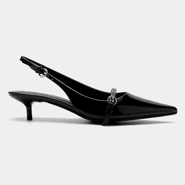 Women's Pointed Toe Sandals with Metal Buckle - Shallow Mouth Design - Anti-slip High Heels
