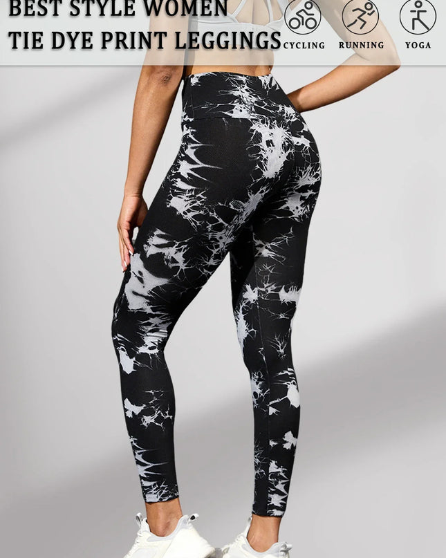 Seamless High-Waisted Tie-Dye Yoga Leggings – High Elasticity