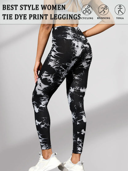Seamless High-Waisted Tie-Dye Yoga Leggings – High Elasticity