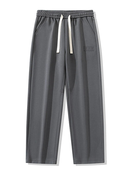 Men's Cotton Wide Leg Sweatpants with Drawstring & Letter Print – Comfortable Straight Fit Joggers