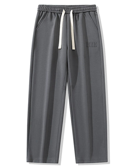 Men's Cotton Wide Leg Sweatpants with Drawstring & Letter Print
