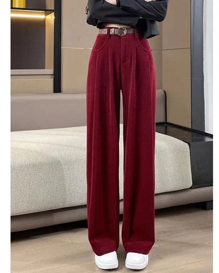 Women's Chic High Waist Straight Leg Trousers - Slim Fit Elegant Pants for Women