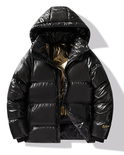 Men's Hooded Zipper Puffer Parka Jacket - Insulated Padded Winter Coat