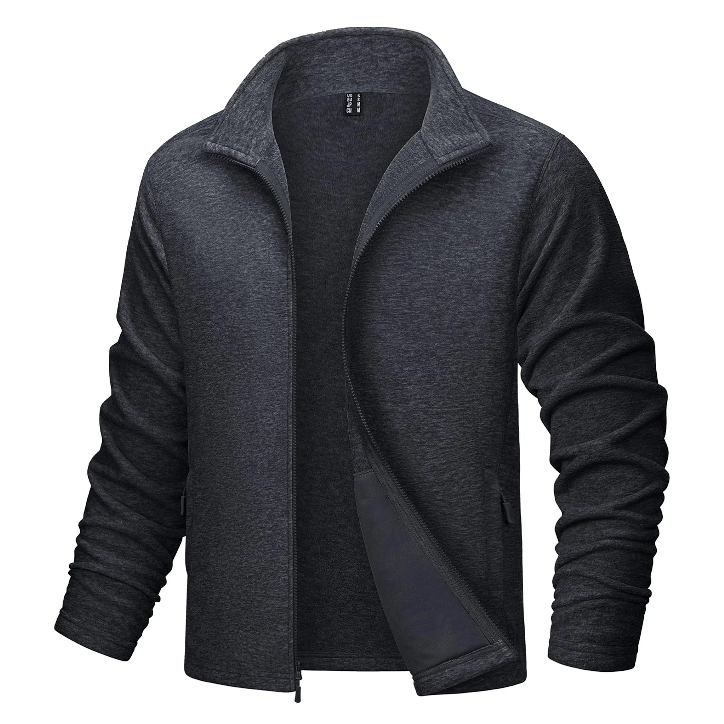 MAGCOMSEN Men's Lightweight Fleece Jacket with Full Zip and Stand Collar