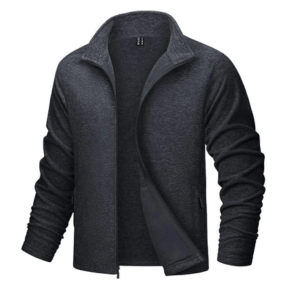 MAGCOMSEN Men's Lightweight Fleece Jacket with Full Zip and Stand Collar