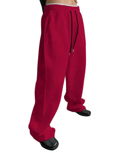 Men's Loose Fit Wide Leg Sweatpants with Drawstring Waist and Pockets
