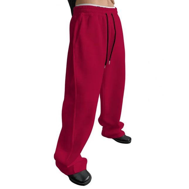 Men's Loose Fit Wide Leg Sweatpants with Drawstring Waist and Pockets