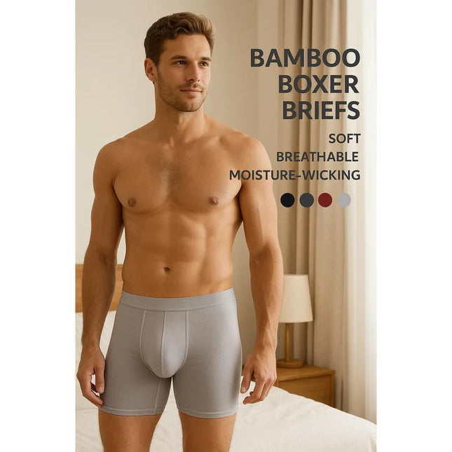 Men's Long Leg Boxer Briefs Multipack - 95% Bamboo Fiber & 5% Spandex