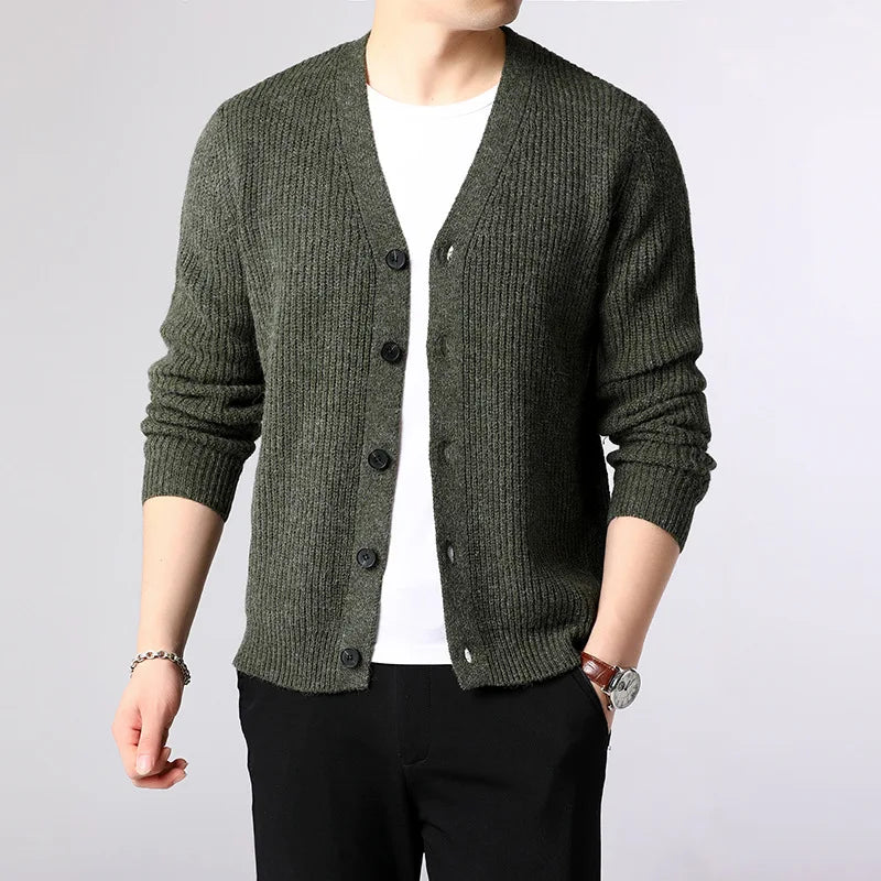 Men's Cardigan - Single Breasted Casual Knit Sweater