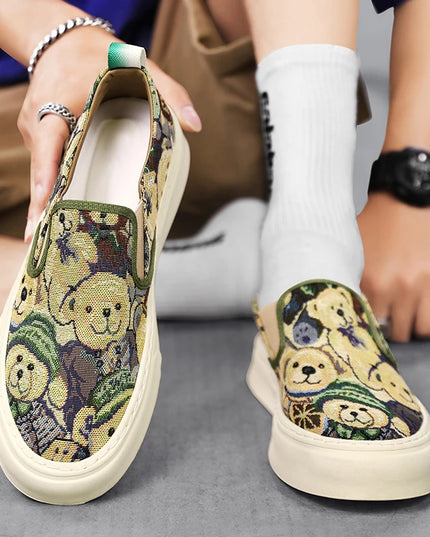 Men's Casual Slip-On Canvas Sneakers - Comfortable Flat Shoes for Everyday Wear