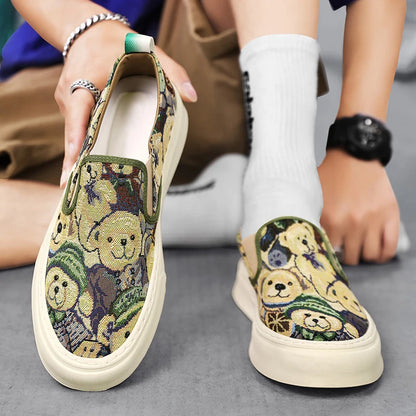 Men's Casual Slip-On Canvas Sneakers - Comfortable Flat Shoes for Everyday Wear