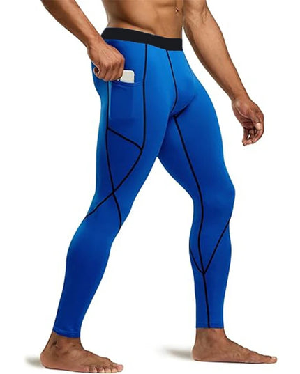 Men's Compression Running Tights with Dry Fit Material and Phone Pocket