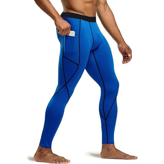 Men's Compression Running Tights with Dry Fit Material and Phone Pocket