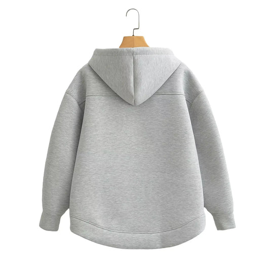 TRAF KEYANKETIAN Unisex Oversized Zipper Hoodie with Double Pockets