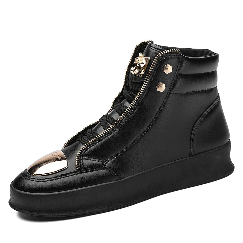 Men's Zippered High Top Sneakers - Various Colors