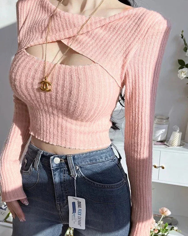 Women's Slim Fit Sweater - Chic Long-Sleeve Knitted Pullover