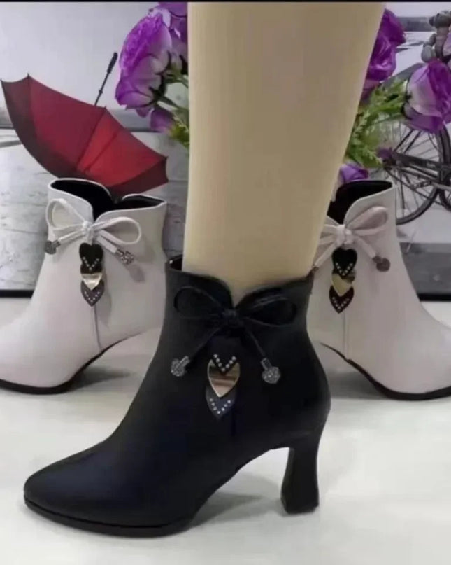 Women's Zip-Up Heeled Boots - Various Colors