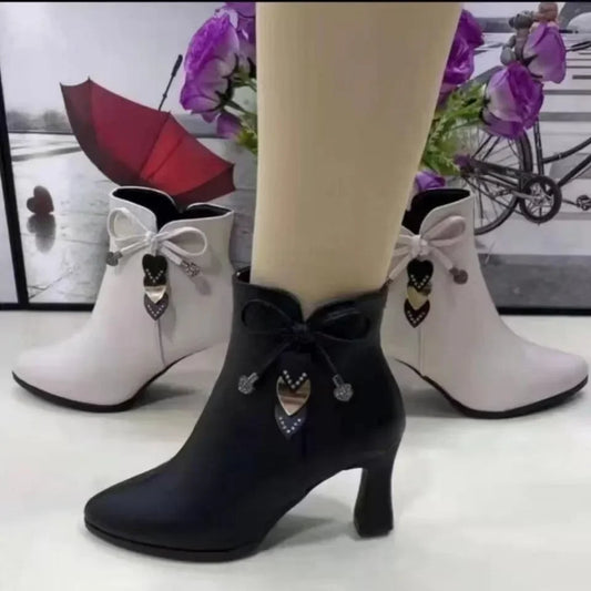Women's Zip-Up Heeled Boots - Various Colors