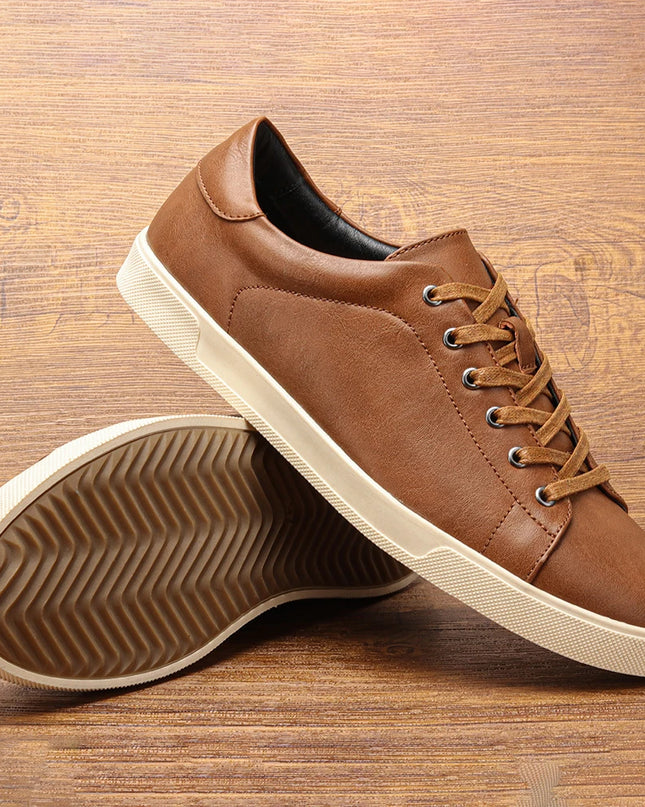 Men's Casual Faux Leather Lace-Up Sneakers